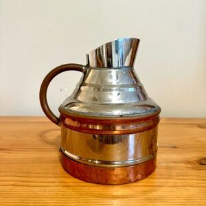 Vintage Carafe Copper and Silver Metal Antique French Country Farmhouse